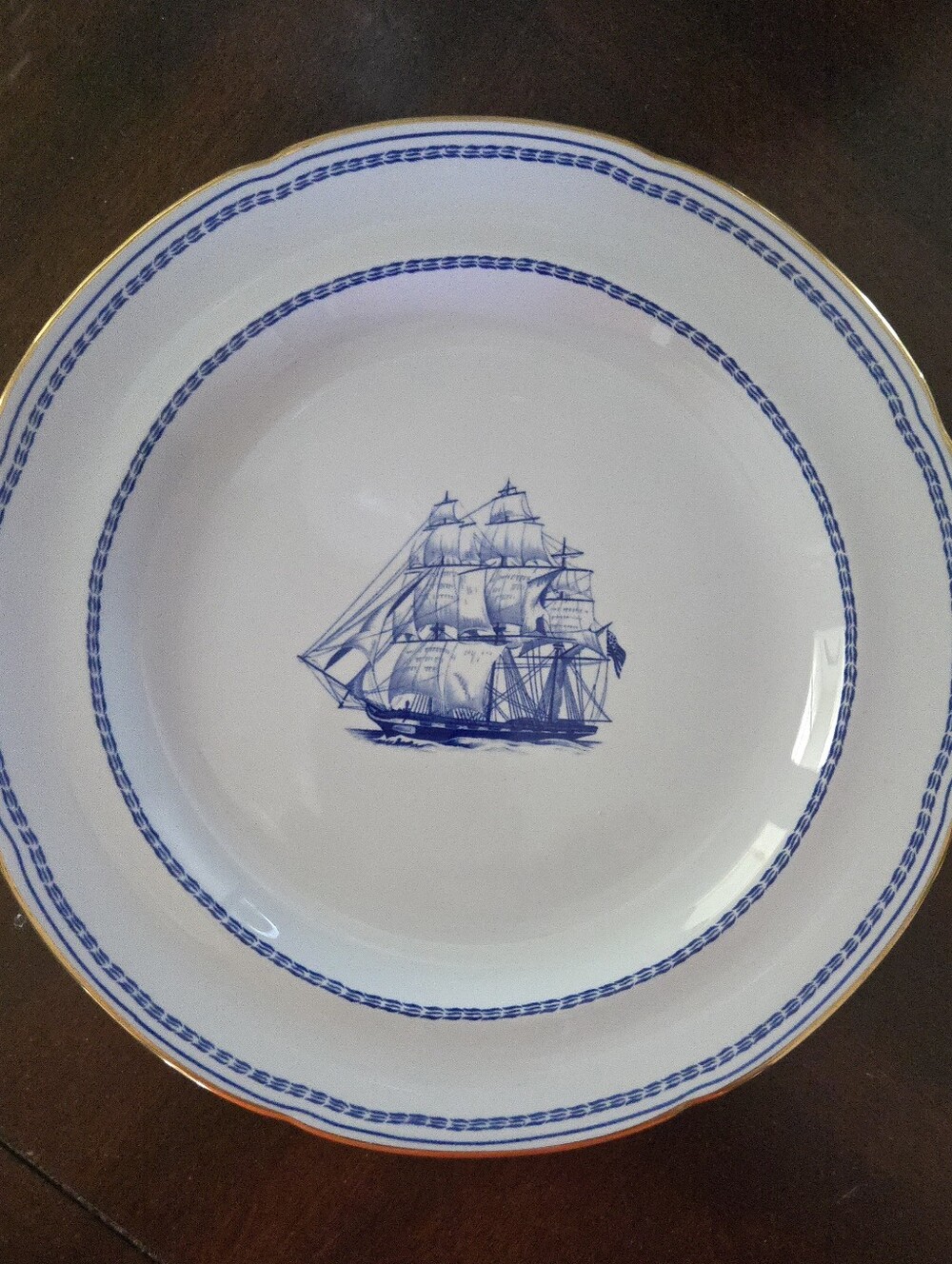Vtg. Spode Dinner Plate "Trade Winds: Ship George Of Salem" 8"